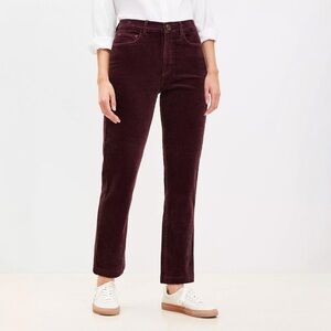 LOFT Petite Curvy Straight Corduroy Pants 31/12 Petite Deep Burgundy NEW